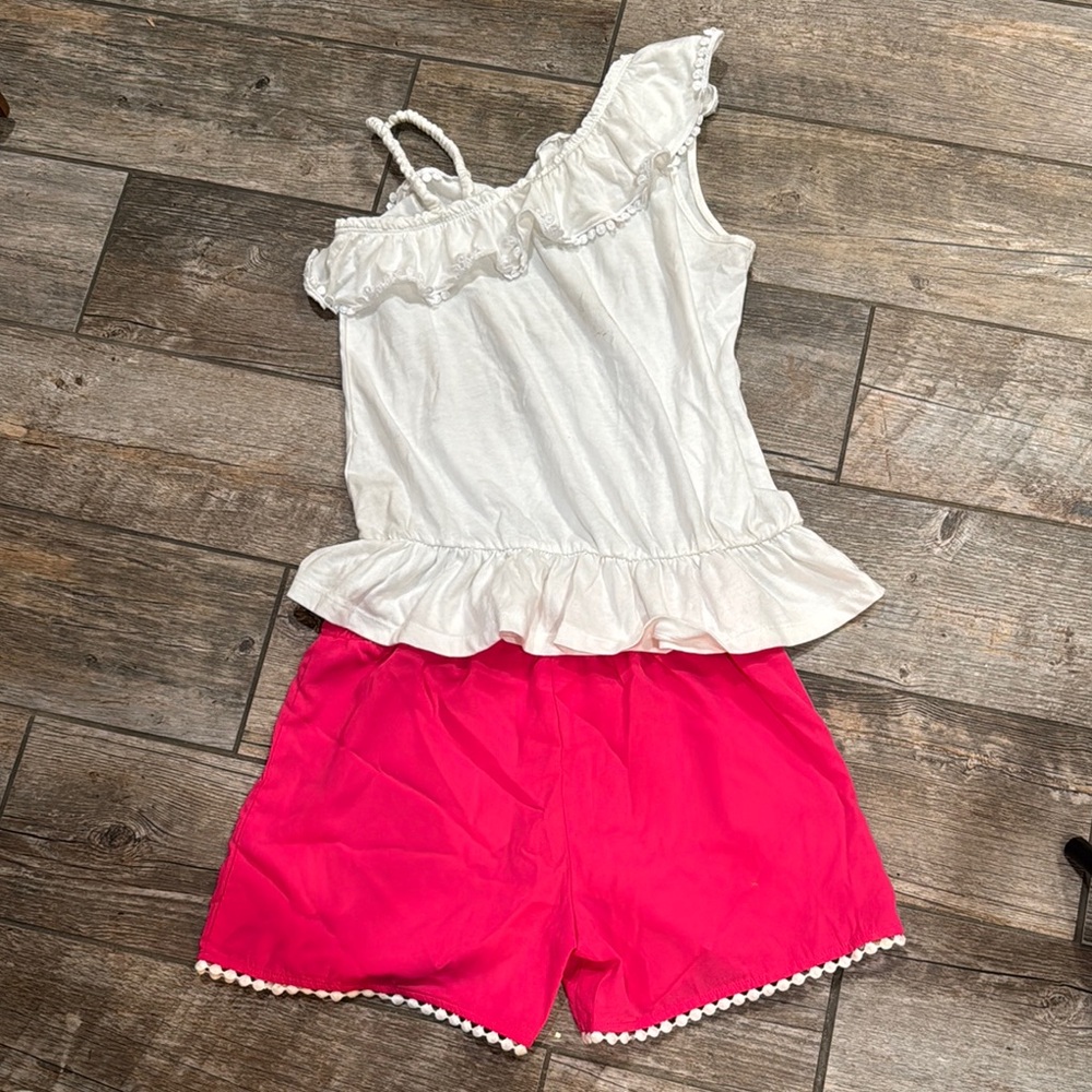 Kids White and Pink Ruffle Matching Set - Picture 6 of 7